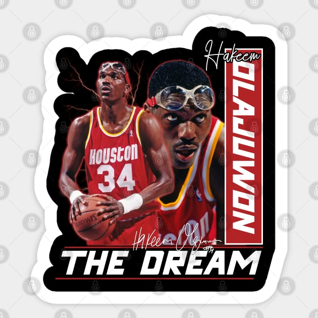 Hakeem Olajuwon The Dream Basketball Legend Signature Vintage Retro 80s 90s Bootleg Rap Style Sticker by CarDE